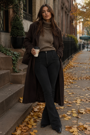 Black Denim Flare Jeans – High Waist – view 7