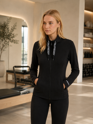 Black Zip Hoodie with Logo Drawstrings – view 2