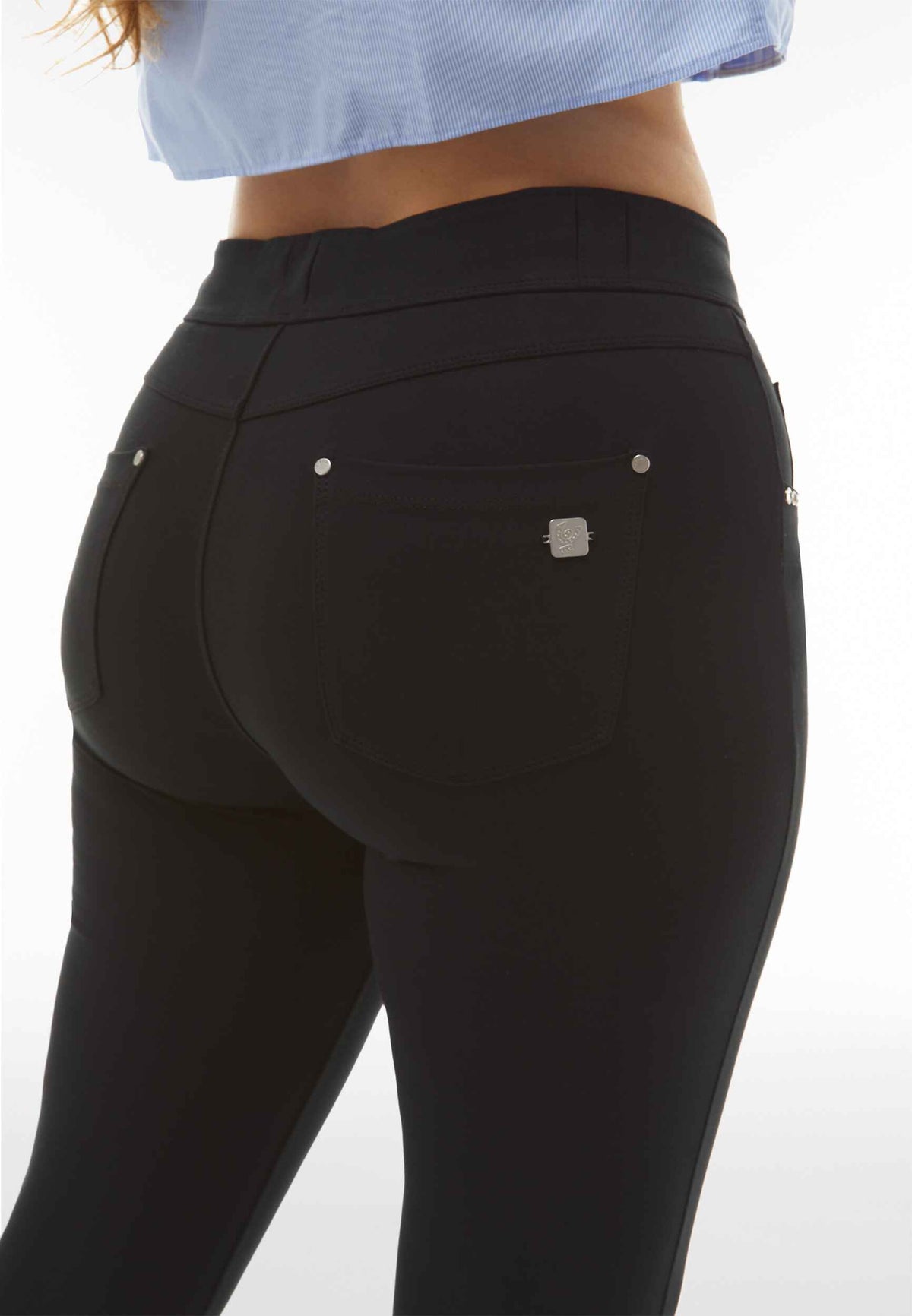 N.O.W Black 5 Pocket Skinny Trousers – Mid Rise, Full Length