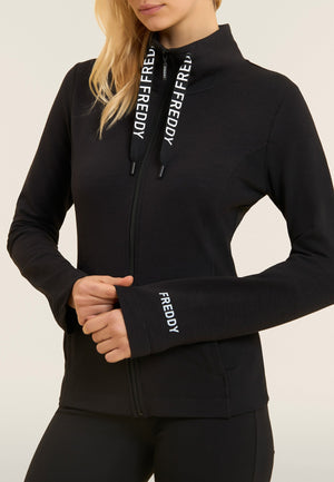 Black Zip Hoodie with Logo Drawstrings – view 3