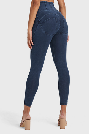 Dark Denim Front Pocket Shaping Jeans – Extra High Waist, Ankle Length – view 3