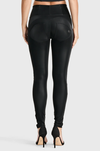 Velvet Leather Black High Waist Ankle Length