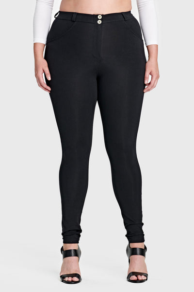Hourglass Fit Black Cotton Mid Rise Full Length