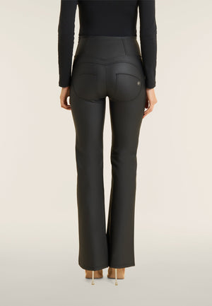 Black Lace-Up Faux Leather Flares – High Waist – view 7