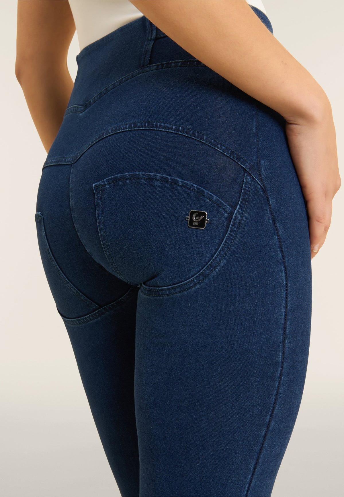 Dark Denim Lace-Up Flare Jeans – High Waist – view 3
