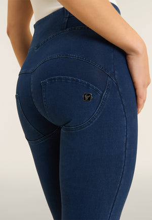 Dark Denim Lace-Up Flare Jeans – High Waist – view 3