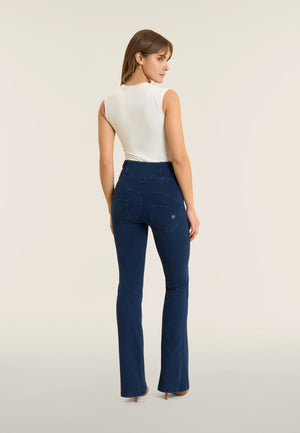 Dark Denim Lace-Up Flare Jeans – High Waist – view 6