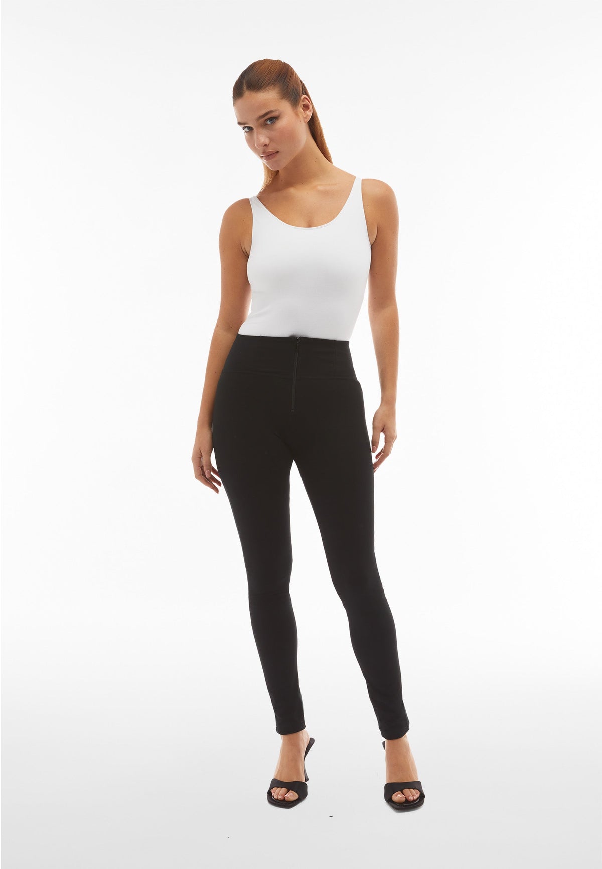 Black Skinny Shaping Trousers – High Waist, Full Length – view 3