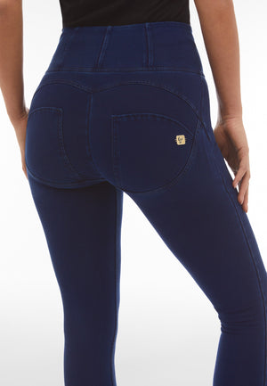 Dark Denim Skinny Shaping Jeans – High Waist, Full Length, Blue Stitch – view 4