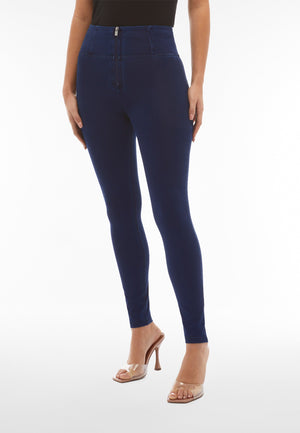 Dark Denim Skinny Shaping Jeans – High Waist, Full Length, Blue Stitch – view 8