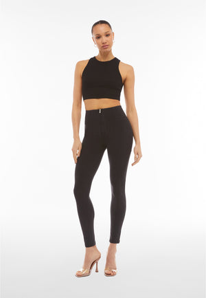 Black Denim Skinny Shaping Jeans – Extra High Waist, Full Length – view 4