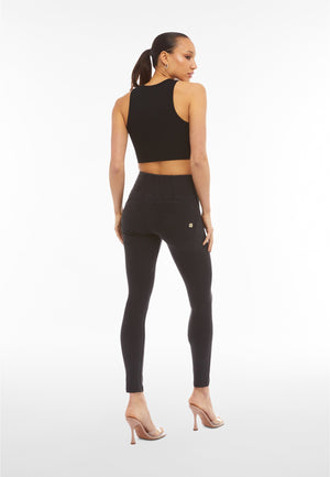 Black Denim Skinny Shaping Jeans – Extra High Waist, Full Length – view 5
