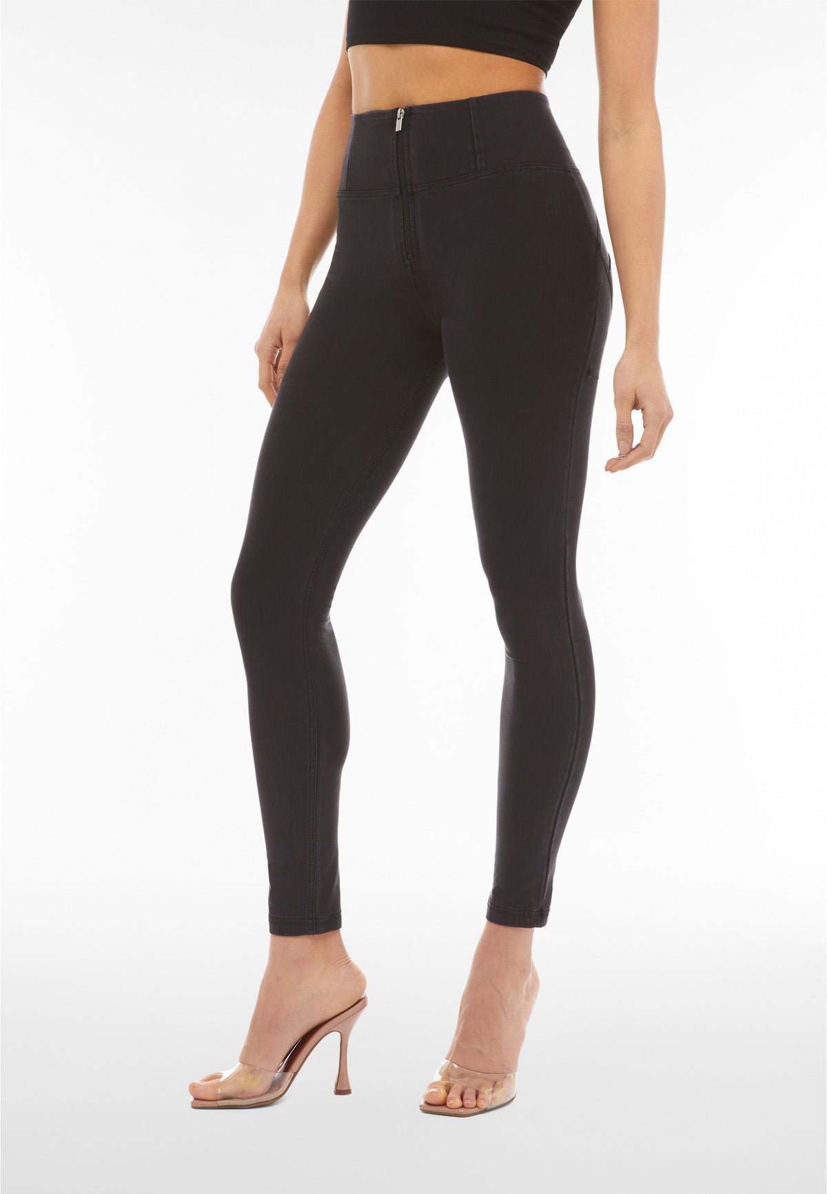 Black Denim Skinny Shaping Jeans – Extra High Waist, Full Length – view 6