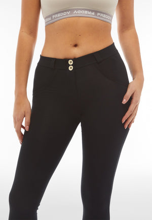 Black Skinny Shaping Trousers – Mid Rise, Full Length – view 3