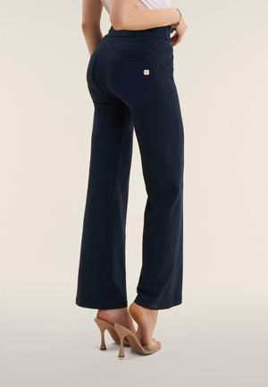 Navy Cropped Wide Leg Trousers – High Waist – view 4