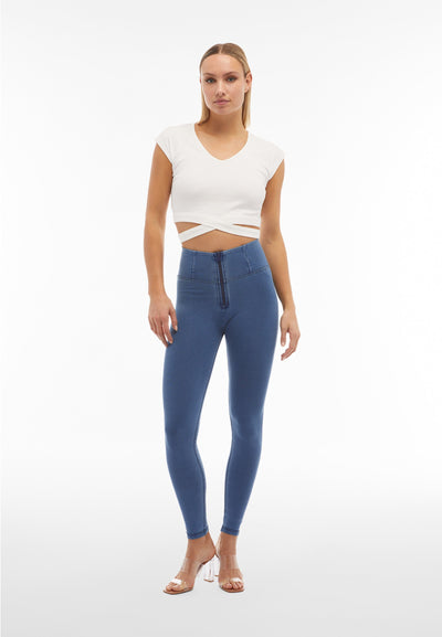 Light Denim Blue Stitch Super High Waist Full Length LAST SIZE CLEARANCE