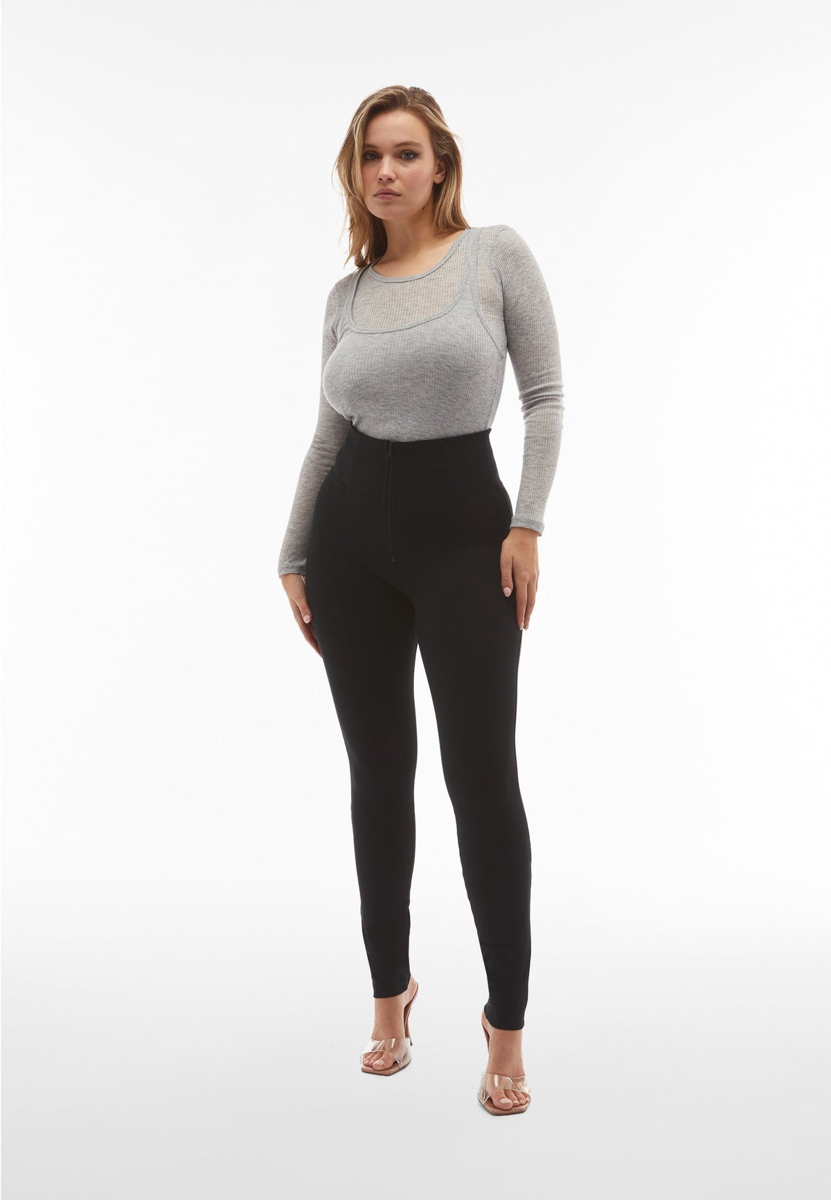 Black Skinny Shaping Trousers – Extra High Waist, Full Length – view 7