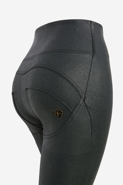 Black Snake Effect Faux Leather Super High Waist Full Length