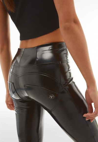 Limited Edition Latex High-Shine Black High-Rise Leather Pants Full Length LAST SIZE CLEARANCE