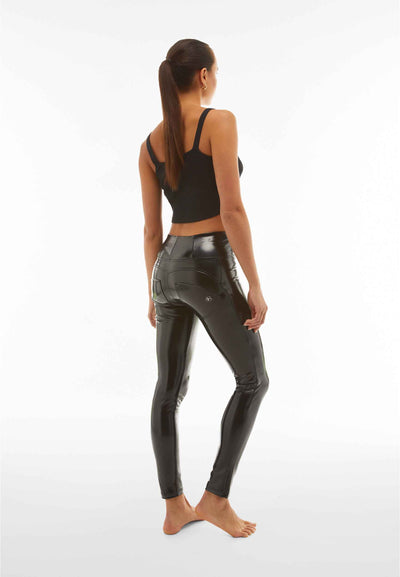 Limited Edition Latex High-Shine Black High-Rise Leather Pants Full Length LAST SIZE CLEARANCE