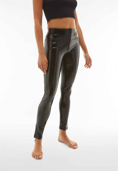 Limited Edition Latex High-Shine Black High-Rise Leather Pants Full Length LAST SIZE CLEARANCE
