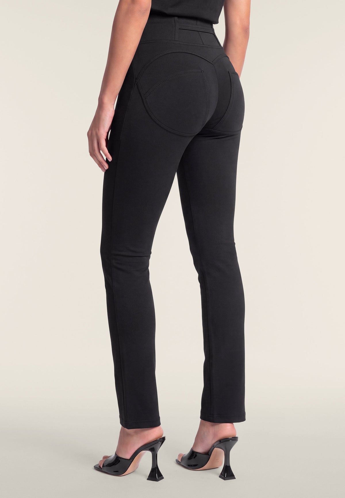 Black Petite Cropped Bootcut Trousers – High Waist – view 3