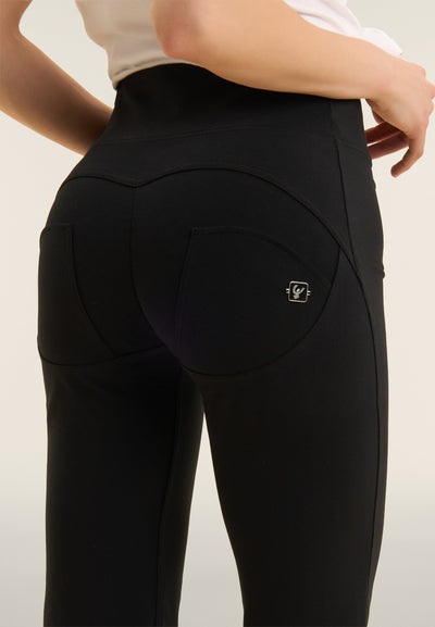 Black Cotton High Waist Cropped Bootcut