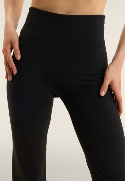 Black Cotton High Waist Cropped Bootcut