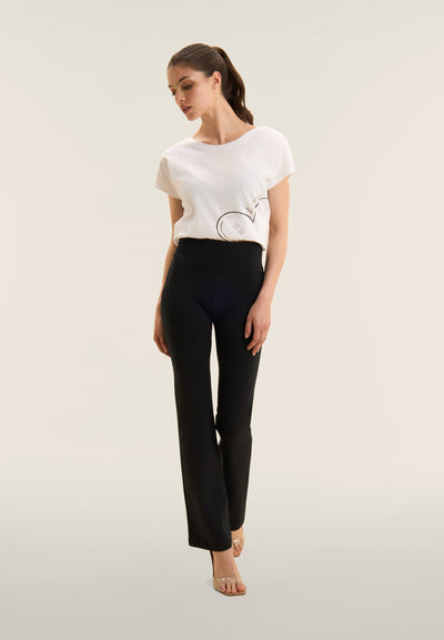 Black Cotton High Waist Cropped Bootcut