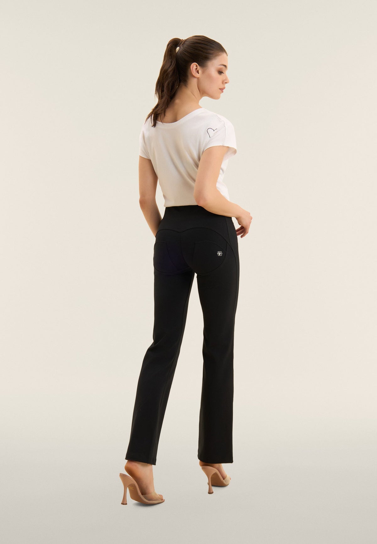 Black Cropped Bootcut Trousers – High Waist – view 8
