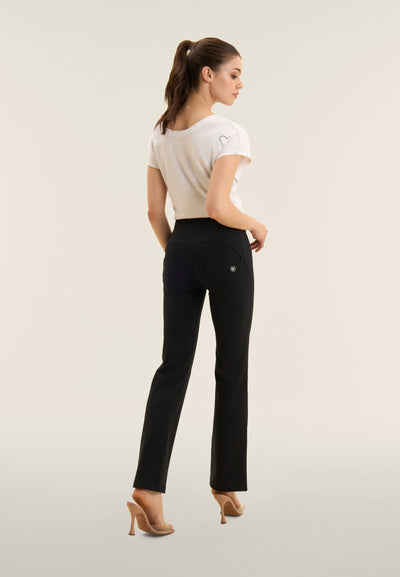 Black Cotton High Waist Cropped Bootcut