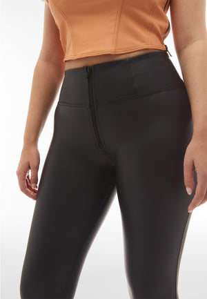 Black Faux Leather Leggings – High Waist, Ankle Length – view 4
