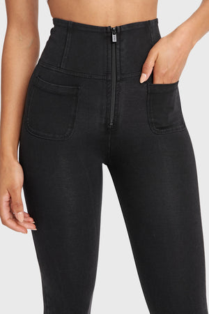 Black Denim Front Pocket Shaping Jeans – Extra High Waist, Ankle Length – view 2