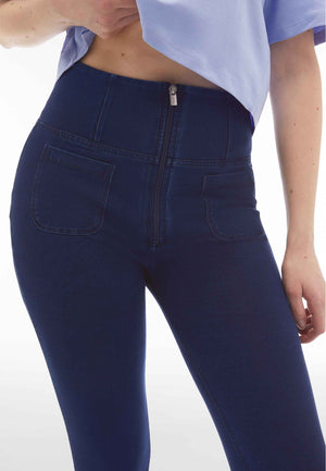 Dark Denim Front Pocket Shaping Jeans – Extra High Waist, Ankle Length – view 4