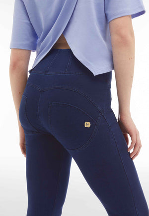 Dark Denim Front Pocket Shaping Jeans – Extra High Waist, Ankle Length – view 7