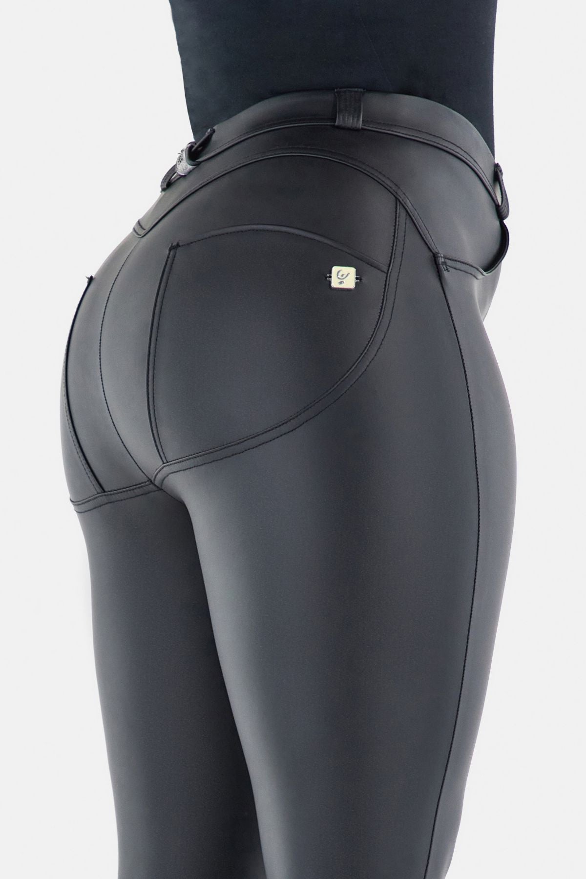 Black Hourglass Fit Faux Leather Trousers – Mid Rise, Ankle Length