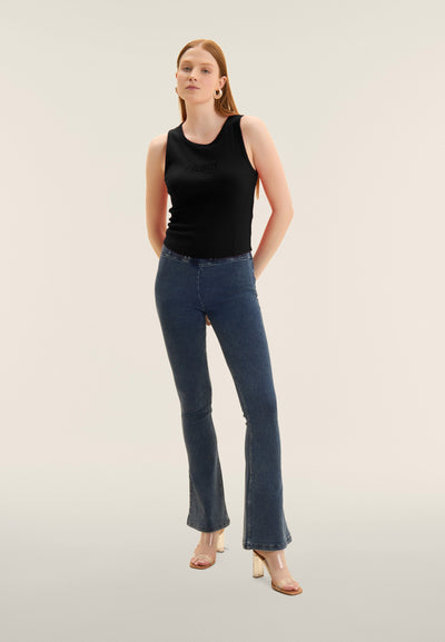 Cropped Ribbed Tank with Embroidered FREDDY Logo