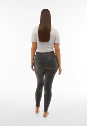 Snake Print Faux Leather Trousers – High Waist, Full Length – view 4