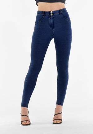Dark Denim Skinny Shaping Jeans – Mid Rise, Full Length, Yellow Stitch – view 5