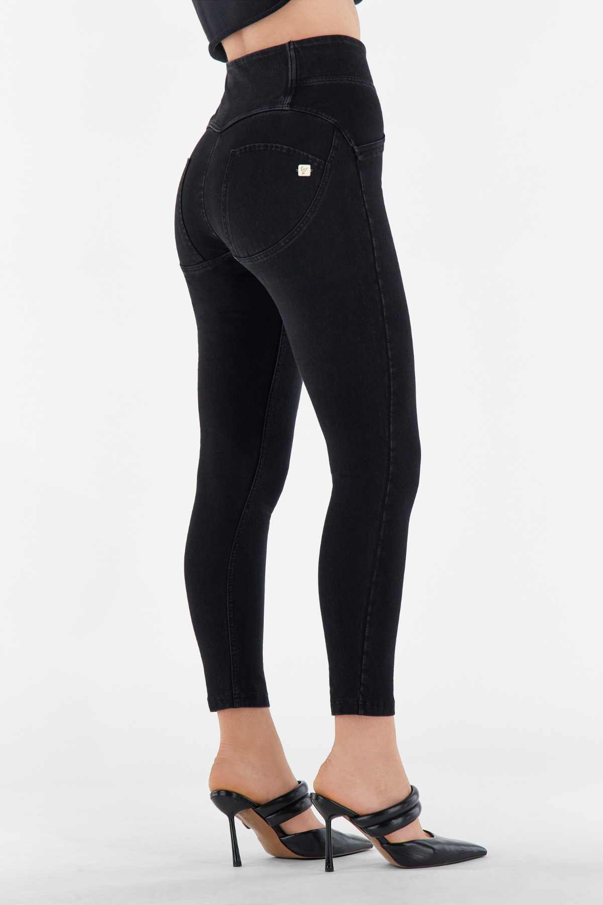 Super High Black Denim Black Stitch Organic