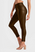 Ankle Length Chocolate Biker Faux Leather Super High Rise