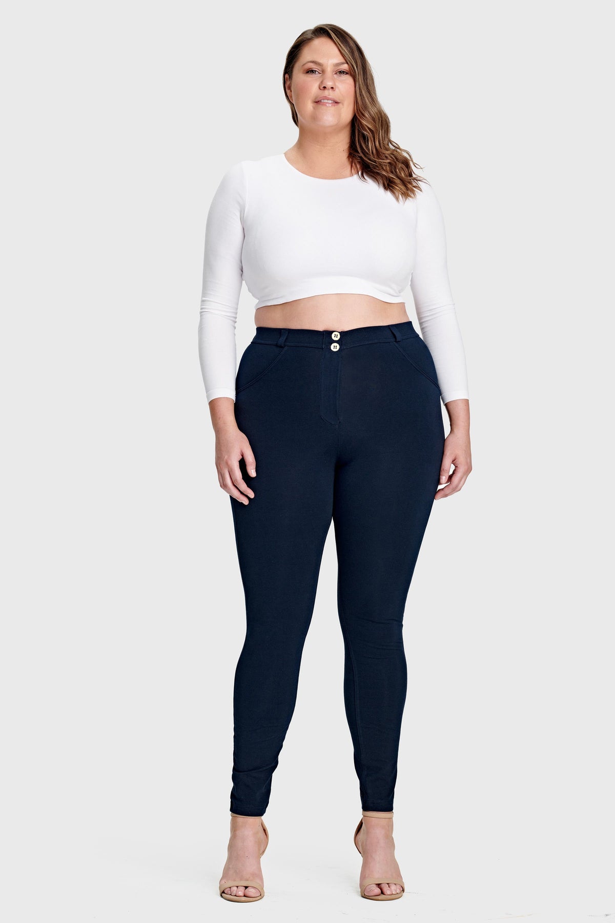 CURVY NAVY BASIC MID-RISE