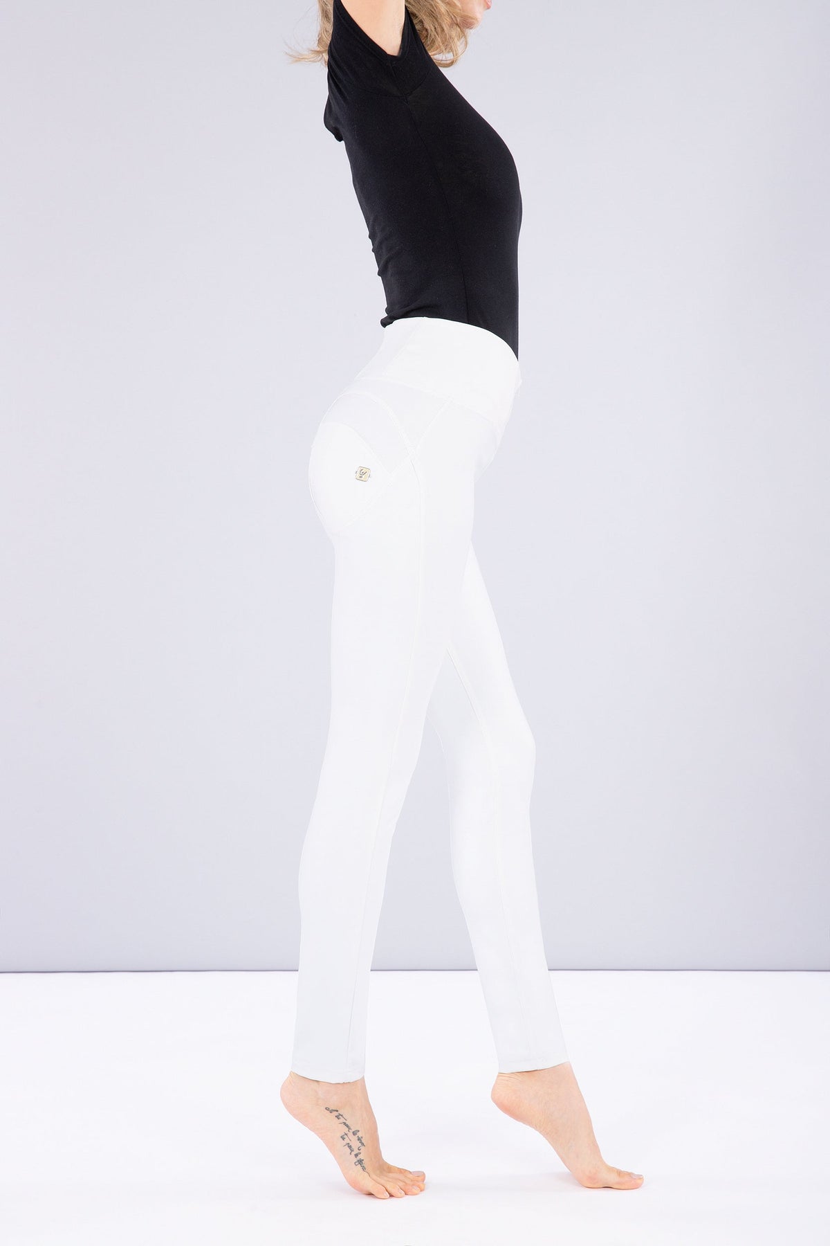 White High Rise Faux Vegan Leather Freddy Shaping Effect Womens Pants