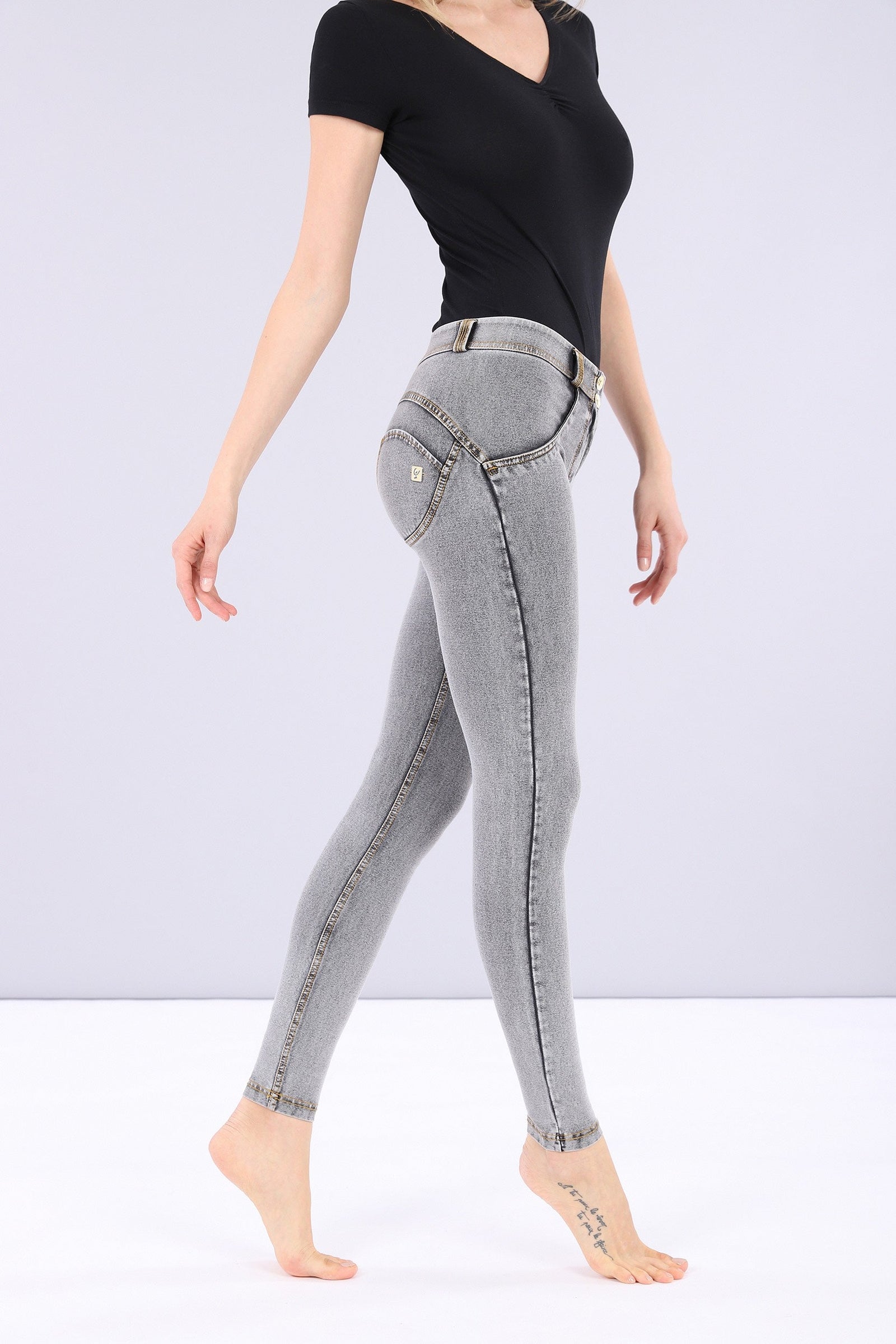 GREY DENIM MID RISE ORGANIC