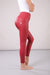 ANKLE LENGTH HIGH RISE SKINNY FAUX LEATHER RED